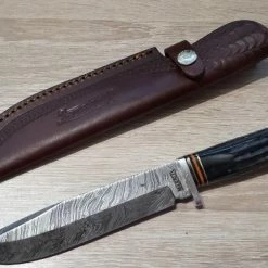 Cheap ✔️ Buy ❤️ Marbles Damascus Bowie Horn MR457 🔥 ❤️ -Fixed Blade Knives Sales marbles damascus bowie horn mr457 3