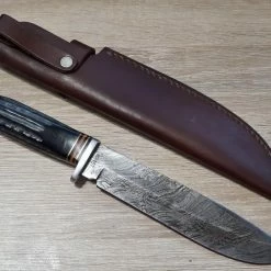 Cheap ✔️ Buy ❤️ Marbles Damascus Bowie Horn MR457 🔥 ❤️ -Fixed Blade Knives Sales marbles damascus bowie horn mr457 4