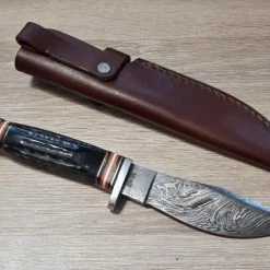 Best Sale ⌛ Buy 😀 Marbles Damascus Fixed Bleade Horn Damascus MR460 😀 🔥 -Fixed Blade Knives Sales marbles damascus fixed bleade horn damascus mr460 4